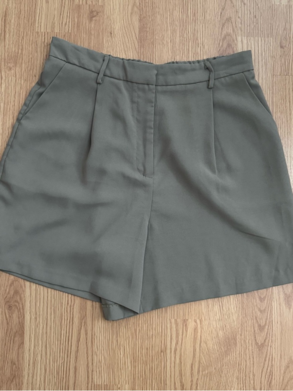 All in Favor Olive High-Waist Tailored Shorts